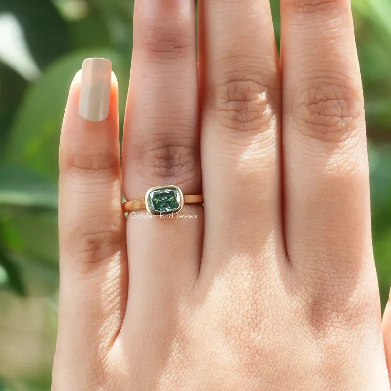 Elongated Cushion Cut Moissanite Bezel Ring view 4