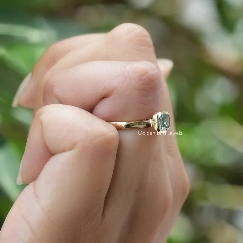 Elongated Cushion Cut Moissanite Bezel Ring view 8