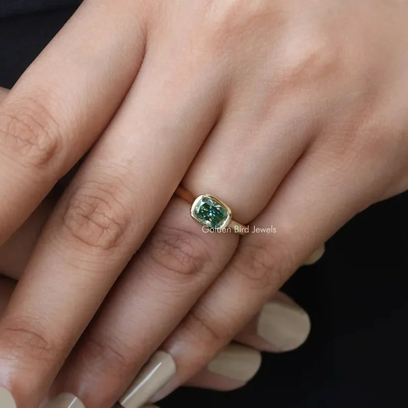 Elongated Cushion Cut Moissanite Bezel Ring view 5