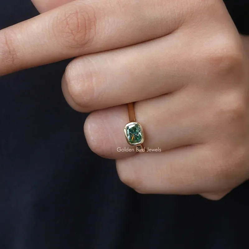 Elongated Cushion Cut Moissanite Bezel Ring view 6