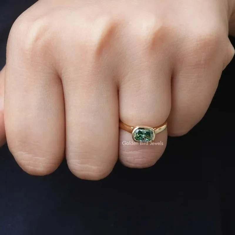 Elongated Cushion Cut Moissanite Bezel Ring view 7