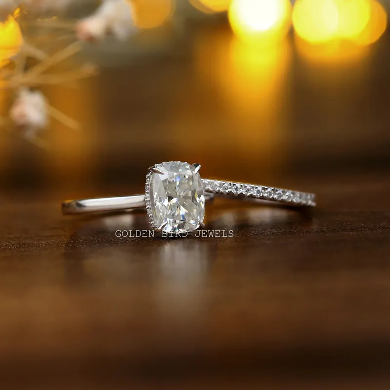 Elongated Cushion Cut Moissanite Bridal Wedding Ring Set view 7