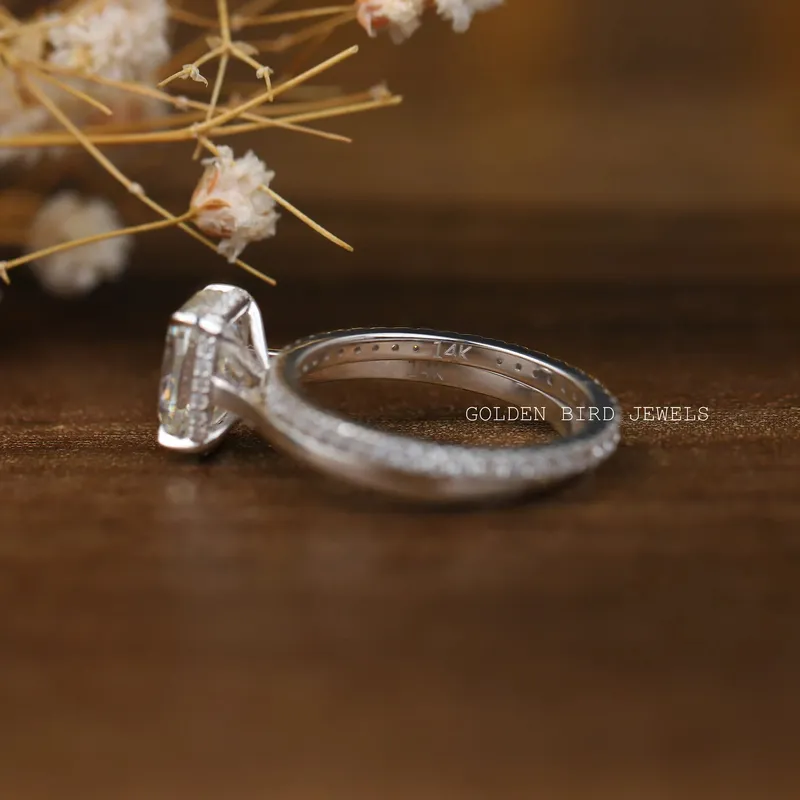 Elongated Cushion Cut Moissanite Bridal Wedding Ring Set view 8