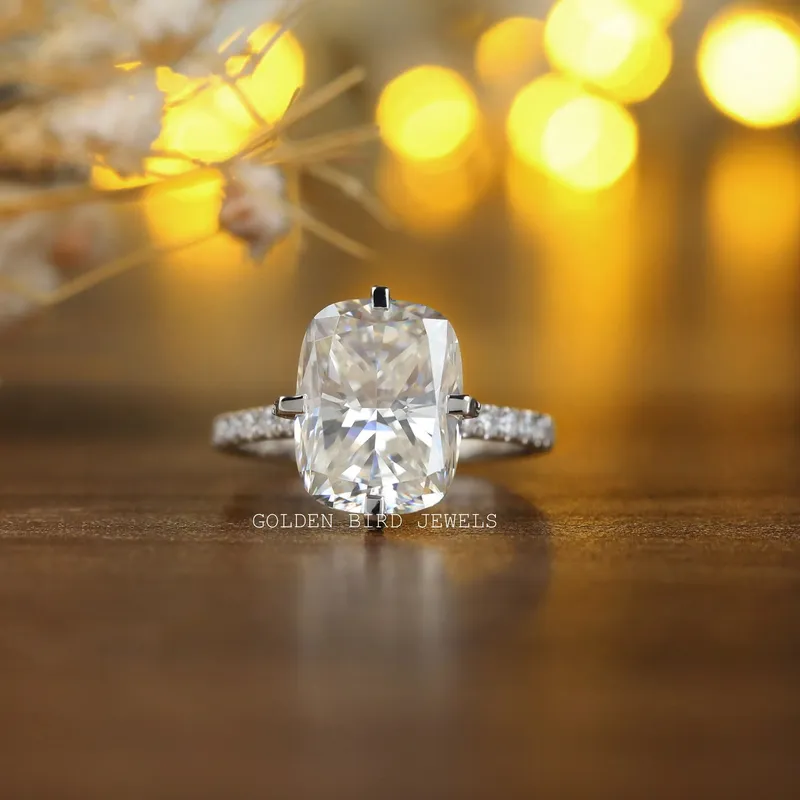Elongated Cushion Cut Moissanite Engagement Ring vy 6