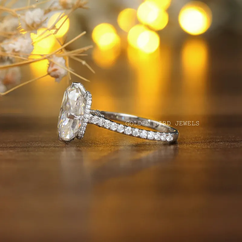 Elongated Cushion Cut Moissanite Engagement Ring vy 7