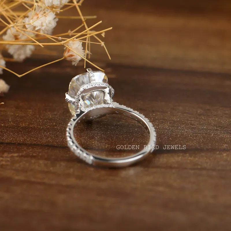 Elongated Cushion Cut Moissanite Engagement Ring vy 9