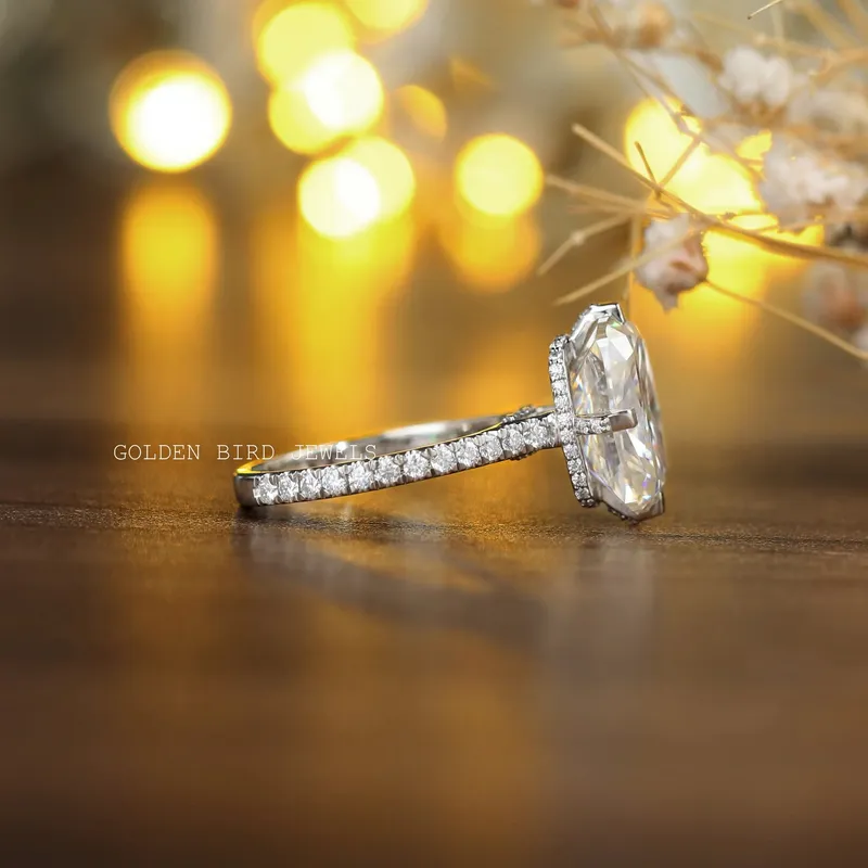 Elongated Cushion Cut Moissanite Engagement Ring vy 8