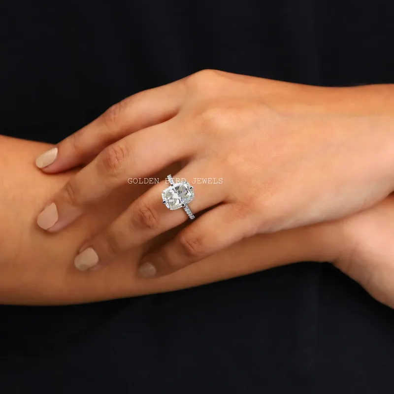 Elongated Cushion Cut Moissanite Engagement Ring vy 2