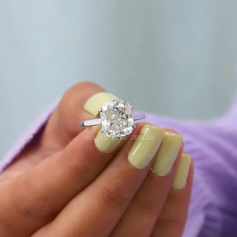 Elongated Cushion Cut Moissanite Solitaire Engagement Ring view 7