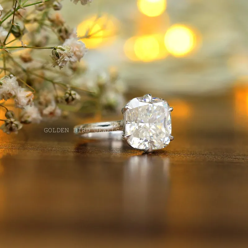 Elongated Cushion Cut Moissanite Solitaire Engagement Ring view 4