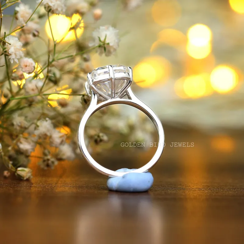 Elongated Cushion Cut Moissanite Solitaire Engagement Ring view 9