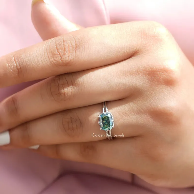Elongated Cushion Cut Moissanite Solitaire Ring view 5