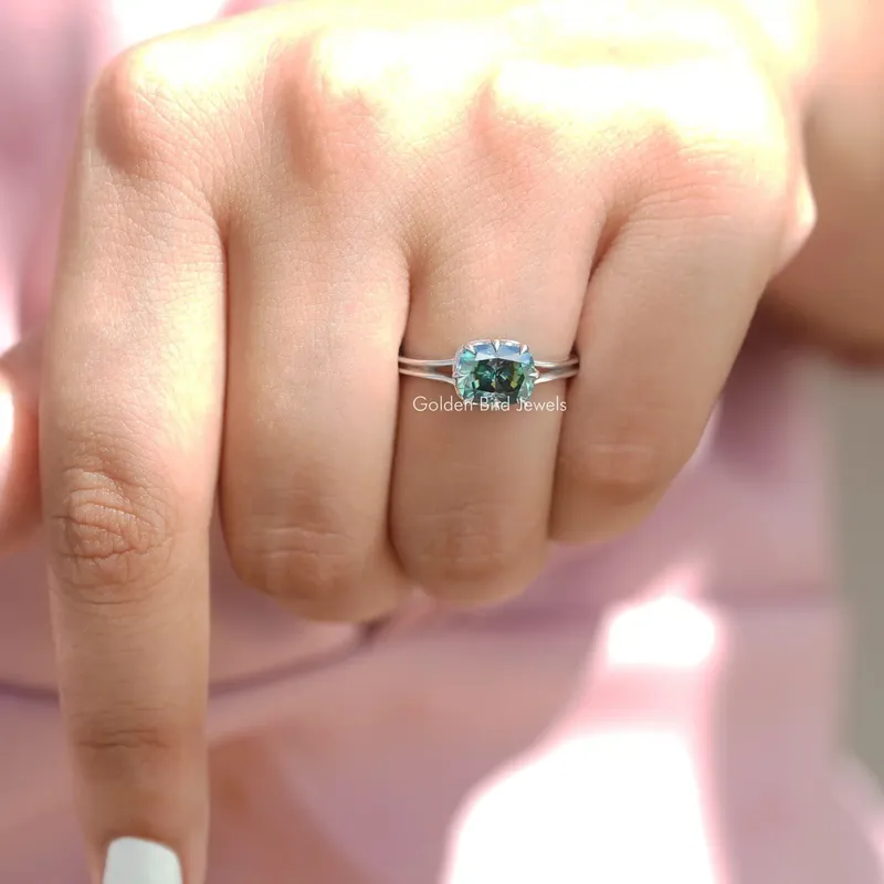 Elongated Cushion Cut Moissanite Solitaire Ring view 6