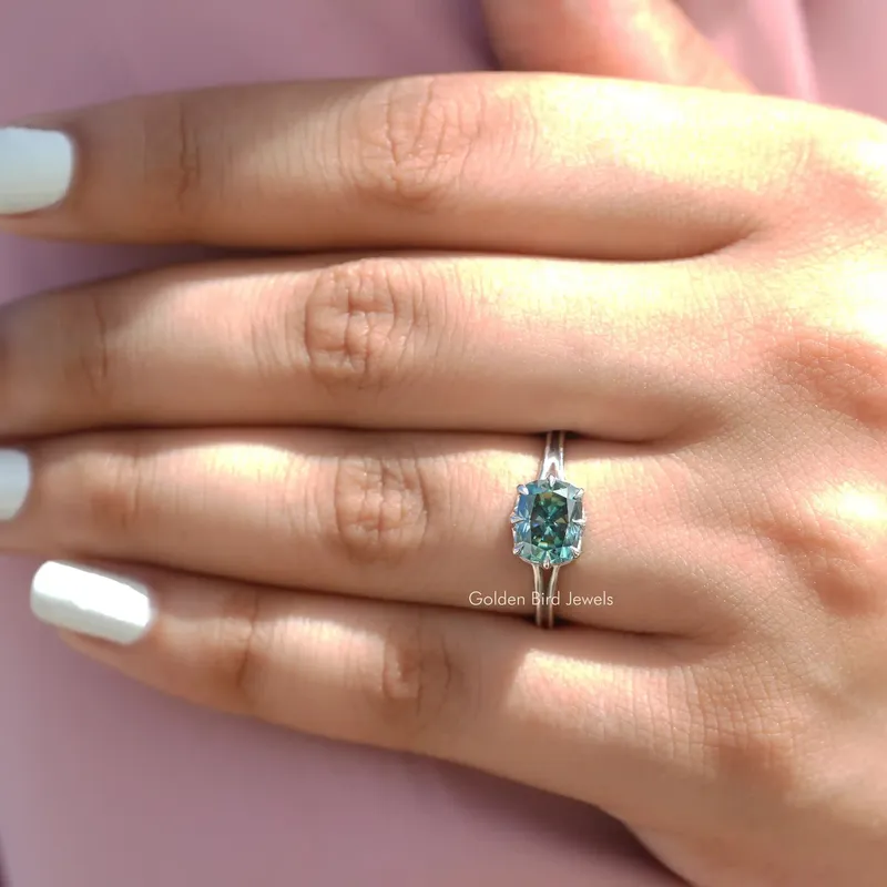 Elongated Cushion Cut Moissanite Solitaire Ring view 7