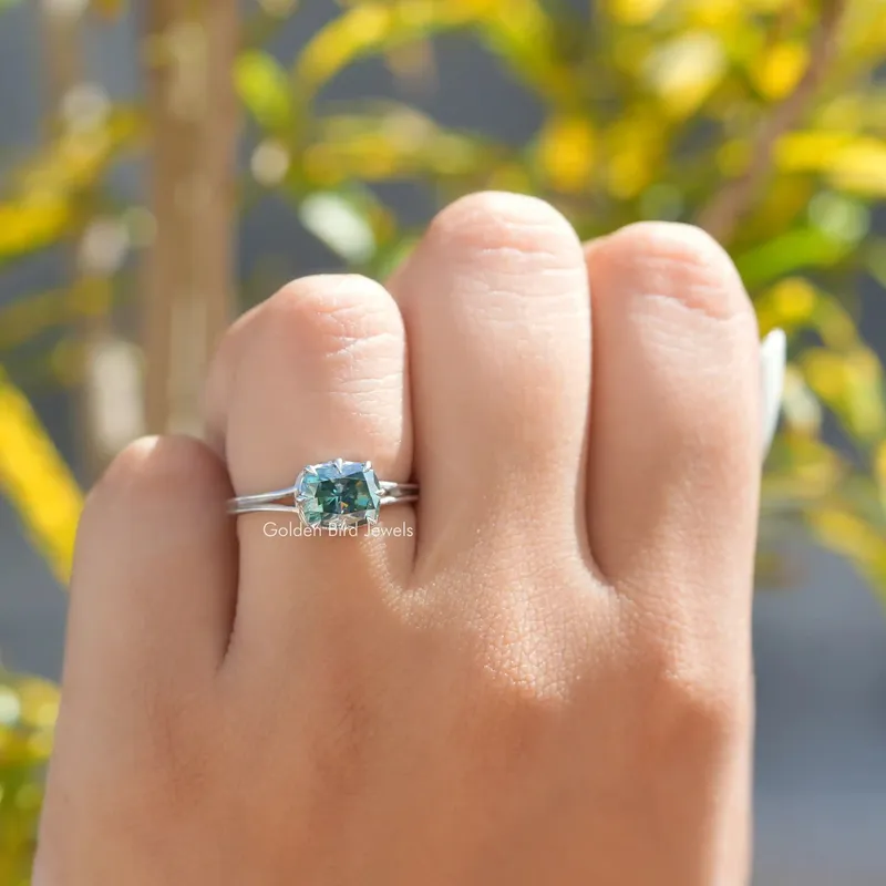 Elongated Cushion Cut Moissanite Solitaire Ring view 3