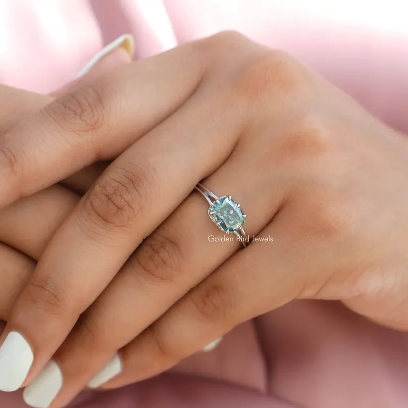 Elongated Cushion Cut Moissanite Solitaire Ring view 8