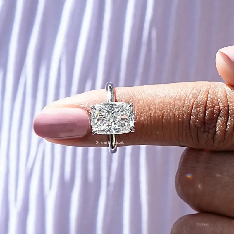 Elongated Cushion Solitaire Diamond Engagement Ring vy 6