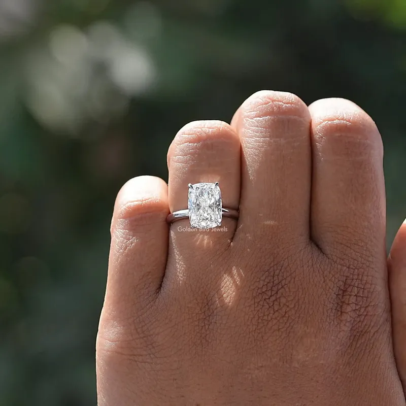 Elongated Cushion Solitaire Diamond Engagement Ring vy 5