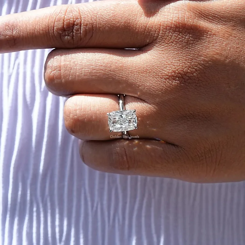 Elongated Cushion Solitaire Diamond Engagement Ring vy 7