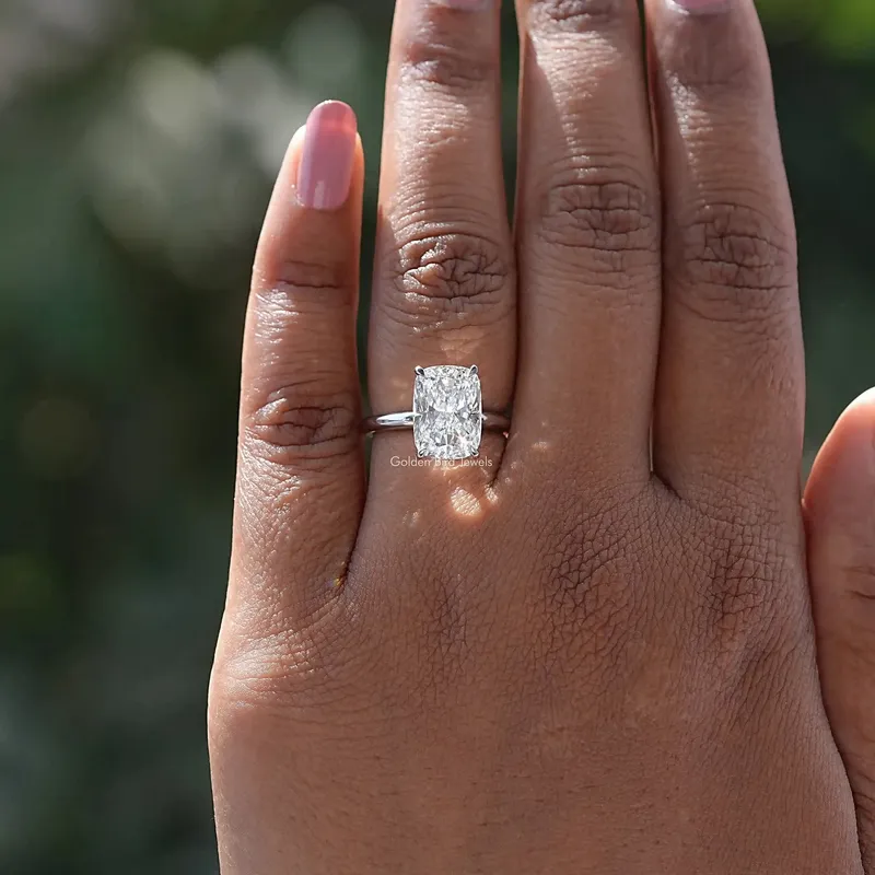 Elongated Cushion Solitaire Diamond Engagement Ring vy 4