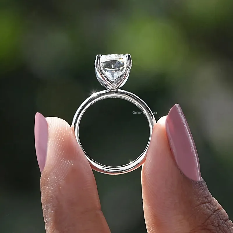 Elongated Cushion Solitaire Diamond Engagement Ring vy 2
