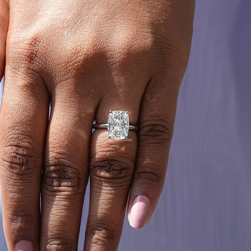 Elongated Cushion Solitaire Diamond Engagement Ring vy 8