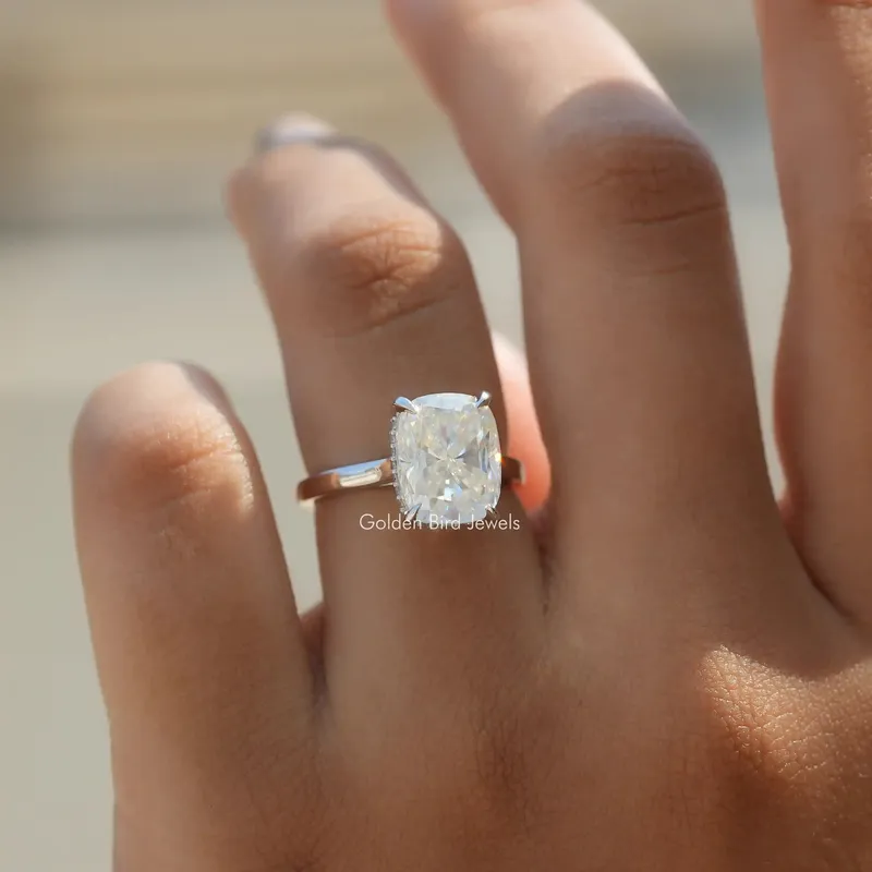 Elongated Moissanite Cushion Cut Ring vy 3