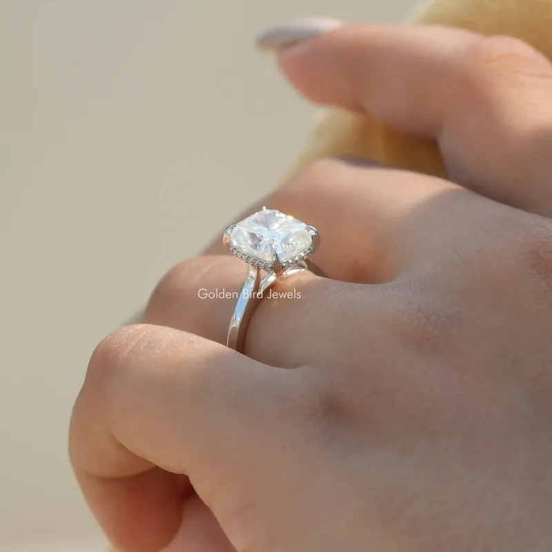 Elongated Moissanite Cushion Cut Ring vy 6