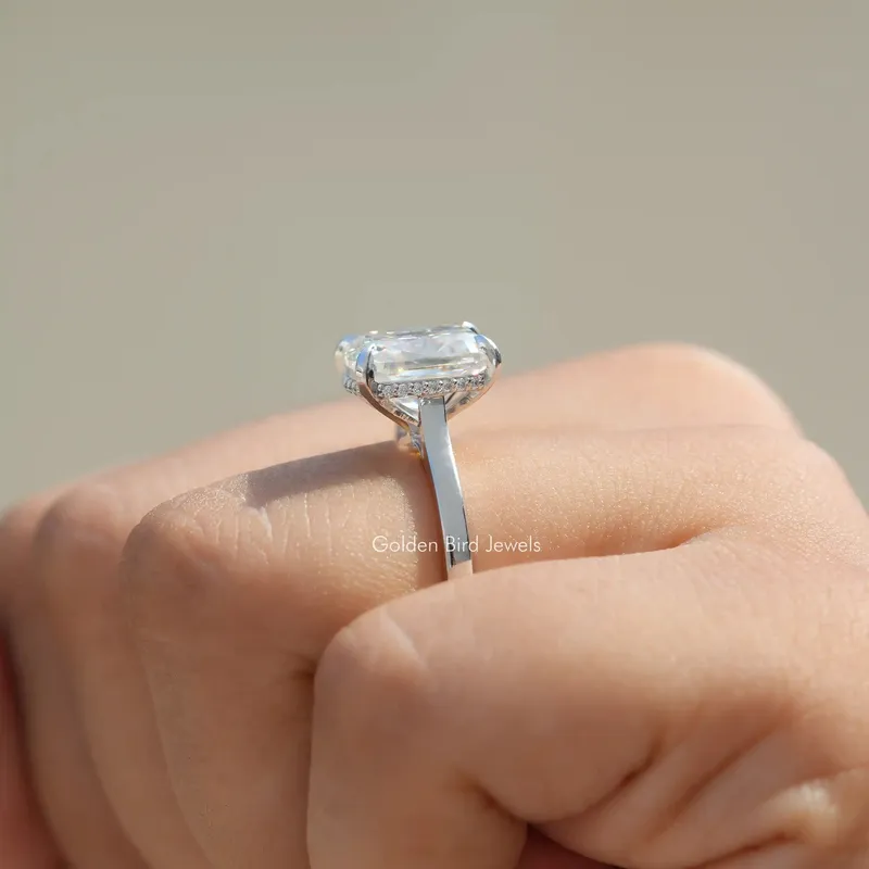 Elongated Moissanite Cushion Cut Ring vy 7