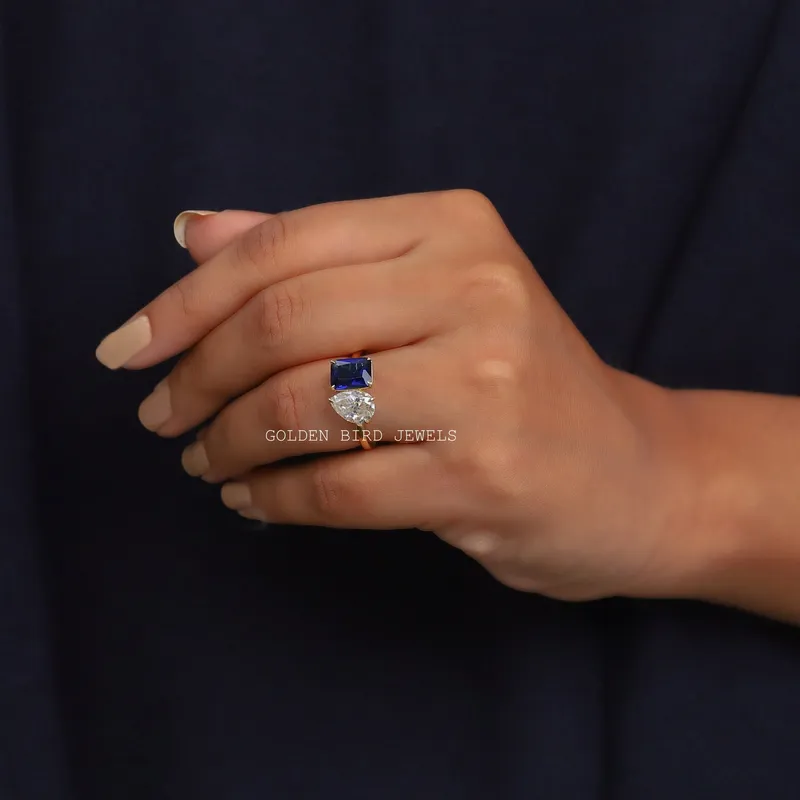 Emerald & Pear Cut Toi Et Moi Engagement Ring view 2