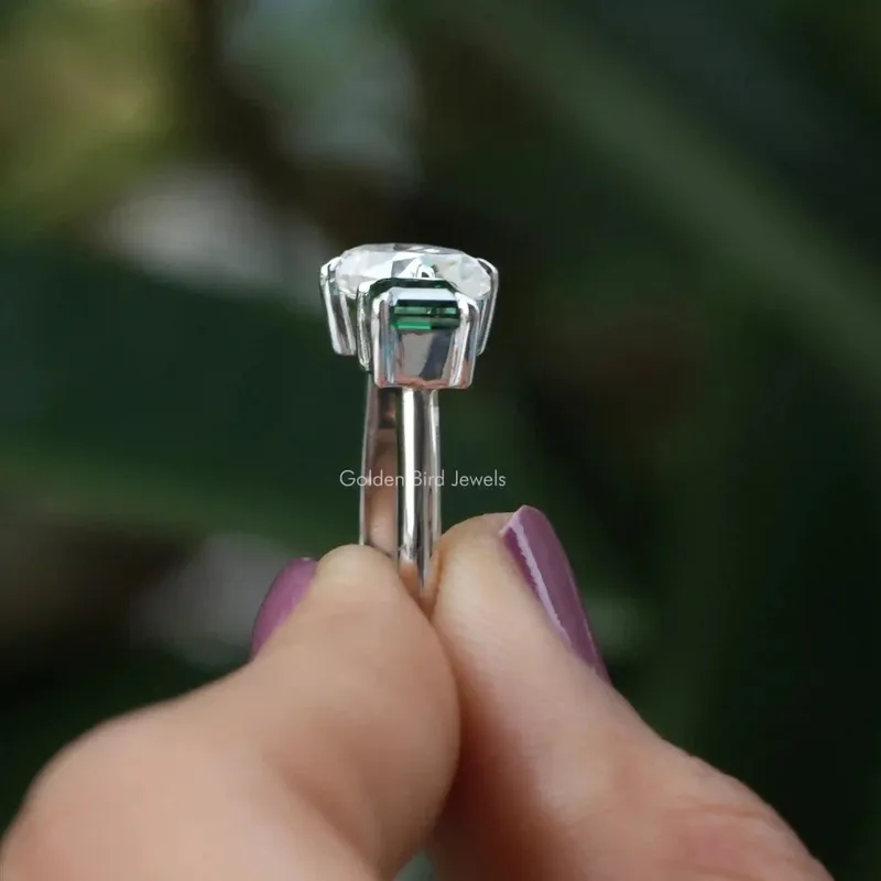 Emerald And Pear Cut Toi Et Moi Moissanite Ring view 2