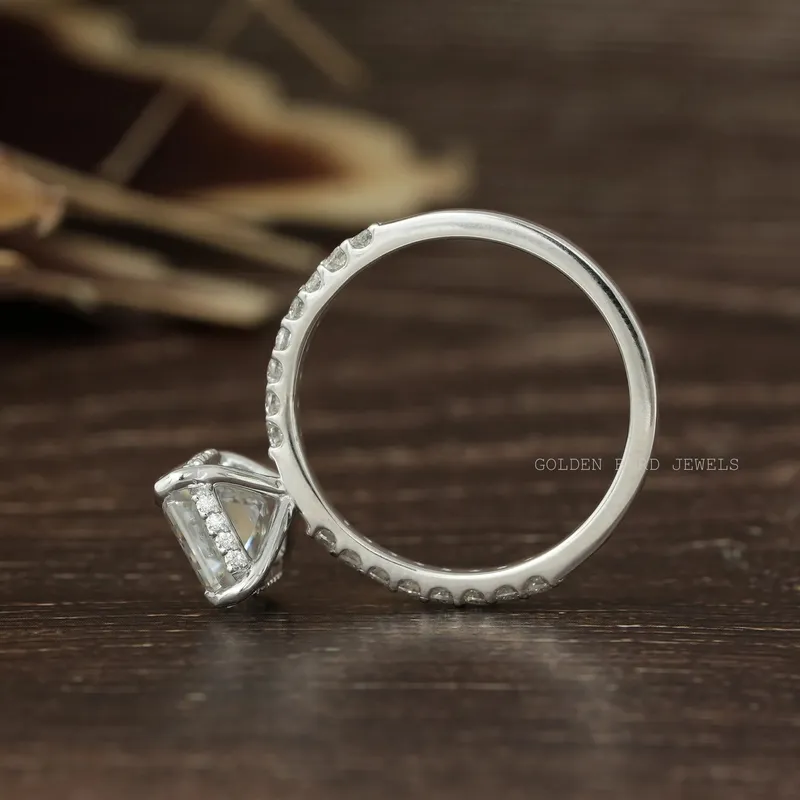Emerald Cut Hidden Halo Moissanite Ring vy 7
