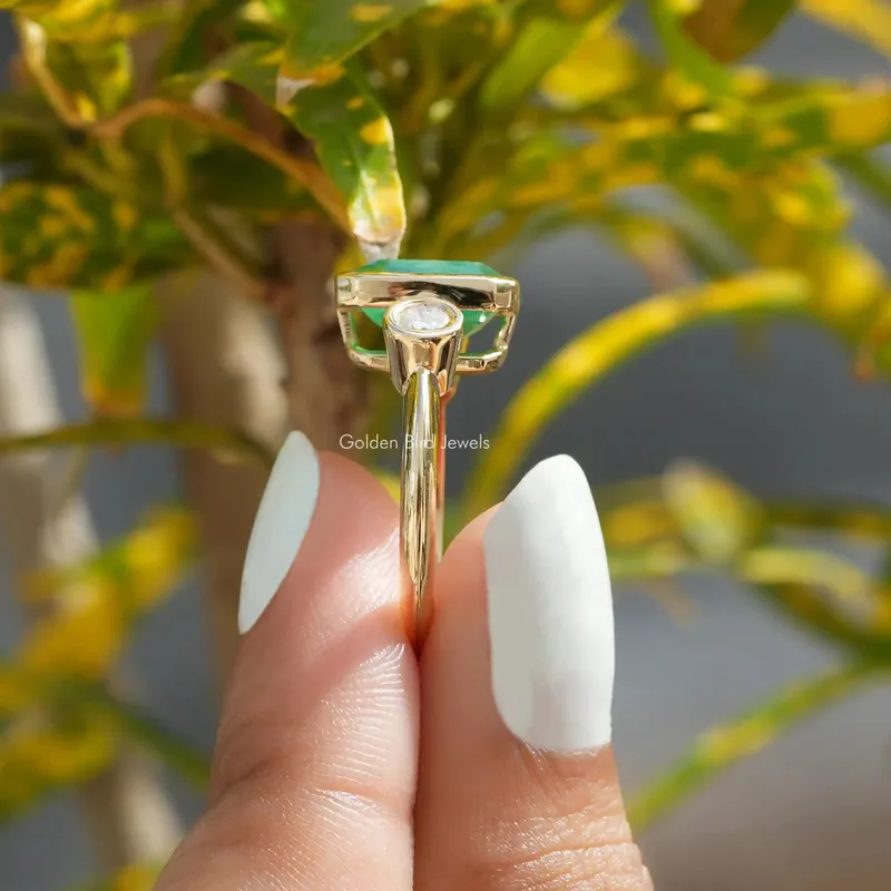Emerald Cut Moissanite Bezel Set Ring view 7