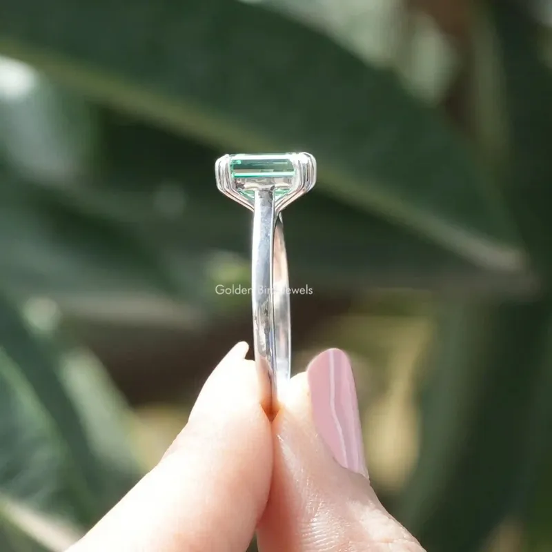 Emerald Cut Moissanite Engagement Ring vy 2