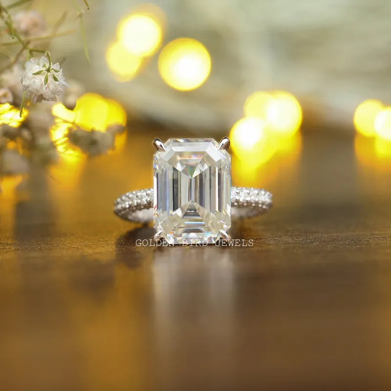 Emerald Cut Moissanite Engagement White Gold Ring emerald emerald cut engagement ring