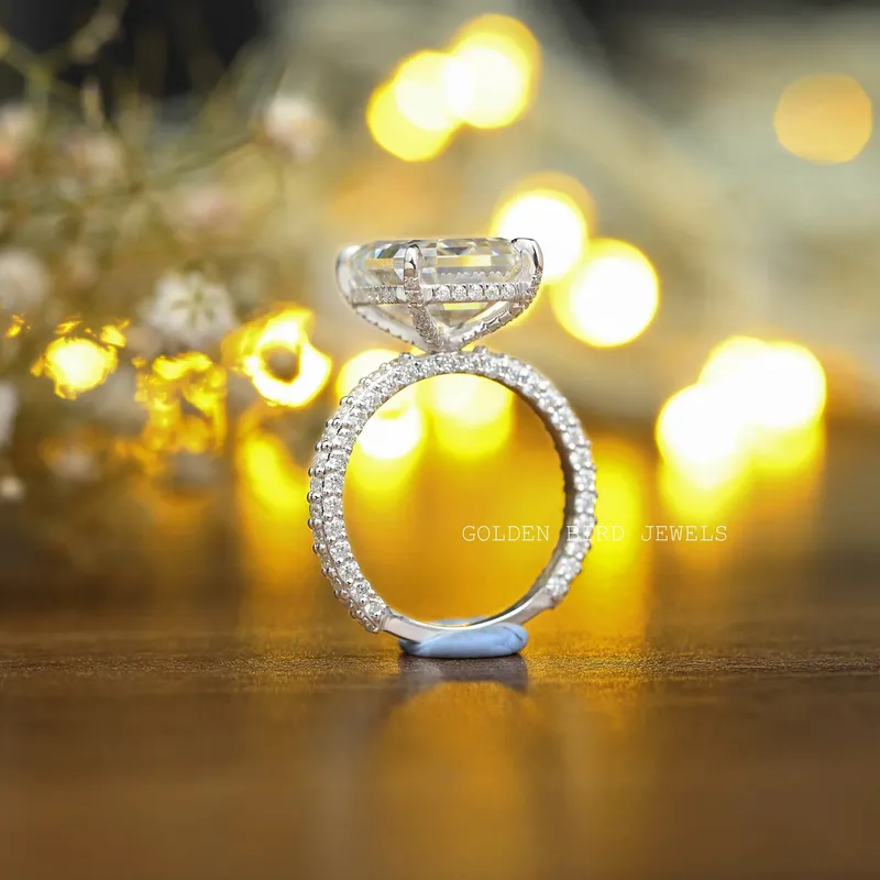 Emerald Cut Moissanite Engagement White Gold Ring vy 6