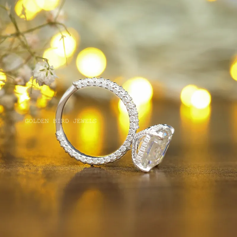 Emerald Cut Moissanite Engagement White Gold Ring vy 5