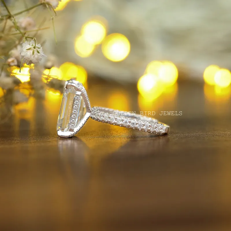 Emerald Cut Moissanite Engagement White Gold Ring vy 4