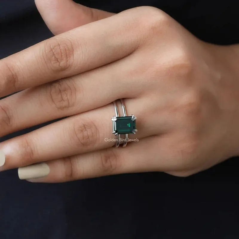 Emerald Cut Moissanite Solitaire Engagement Ring view 7