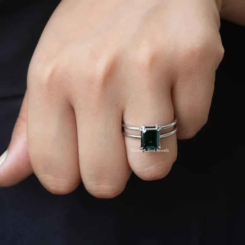 Emerald Cut Moissanite Solitaire Engagement Ring view 6