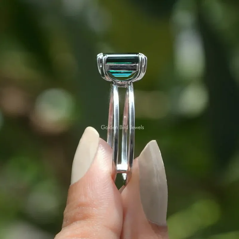 Emerald Cut Moissanite Solitaire Engagement Ring view 2