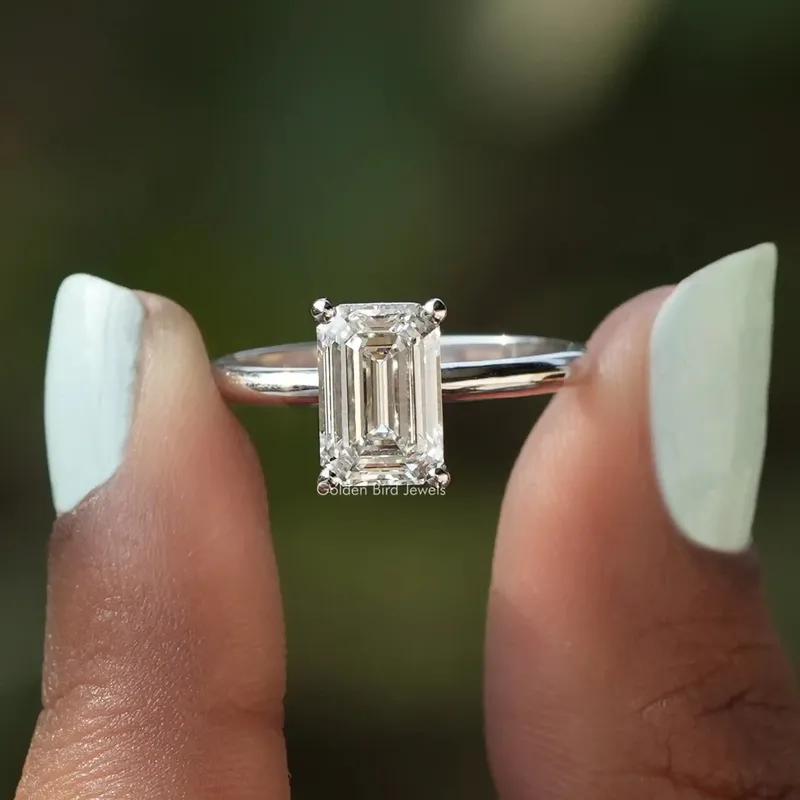 Emerald Cut Solitaire Diamond Engagement Ring emerald emerald cut engagement ring