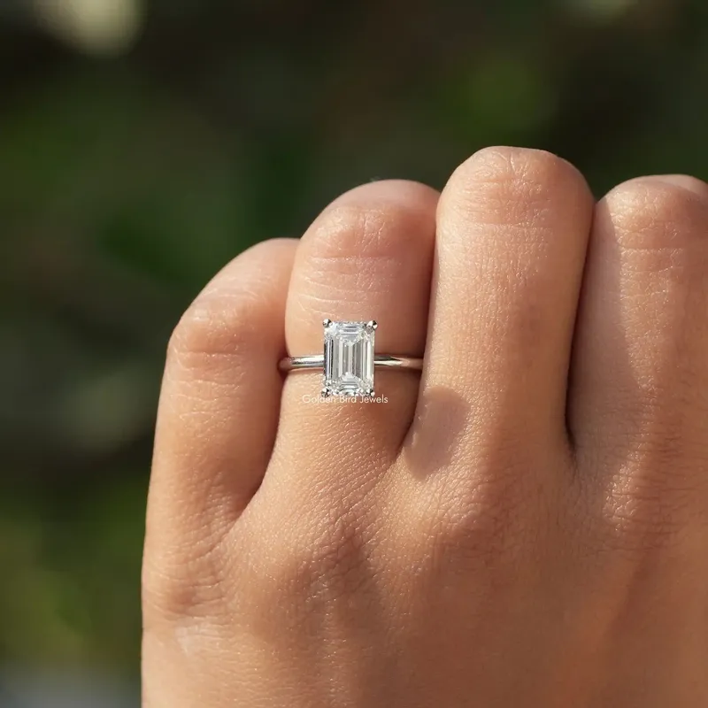 Emerald Cut Solitaire Diamond Engagement Ring view 4