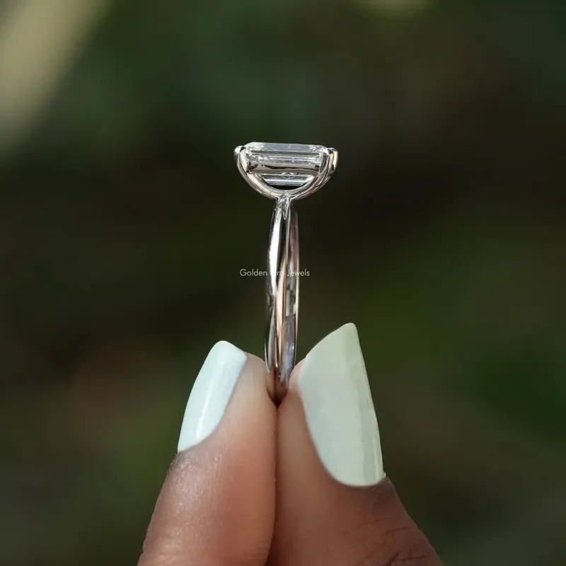 Emerald Cut Solitaire Diamond Engagement Ring view 3