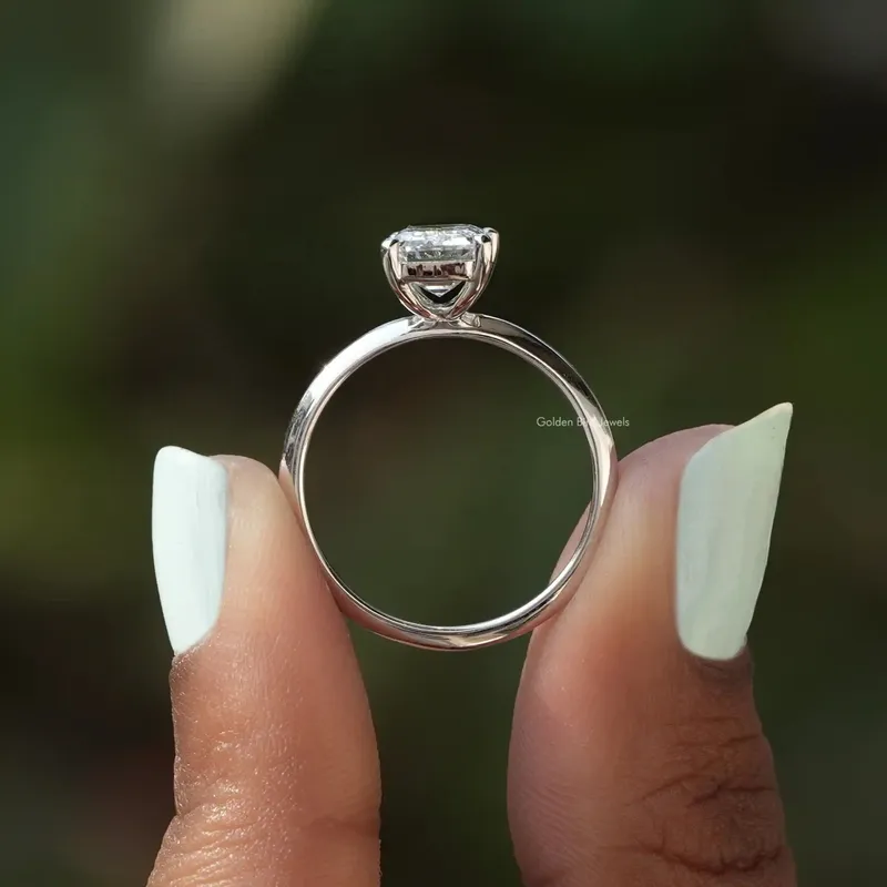 Emerald Cut Solitaire Diamond Engagement Ring view 2