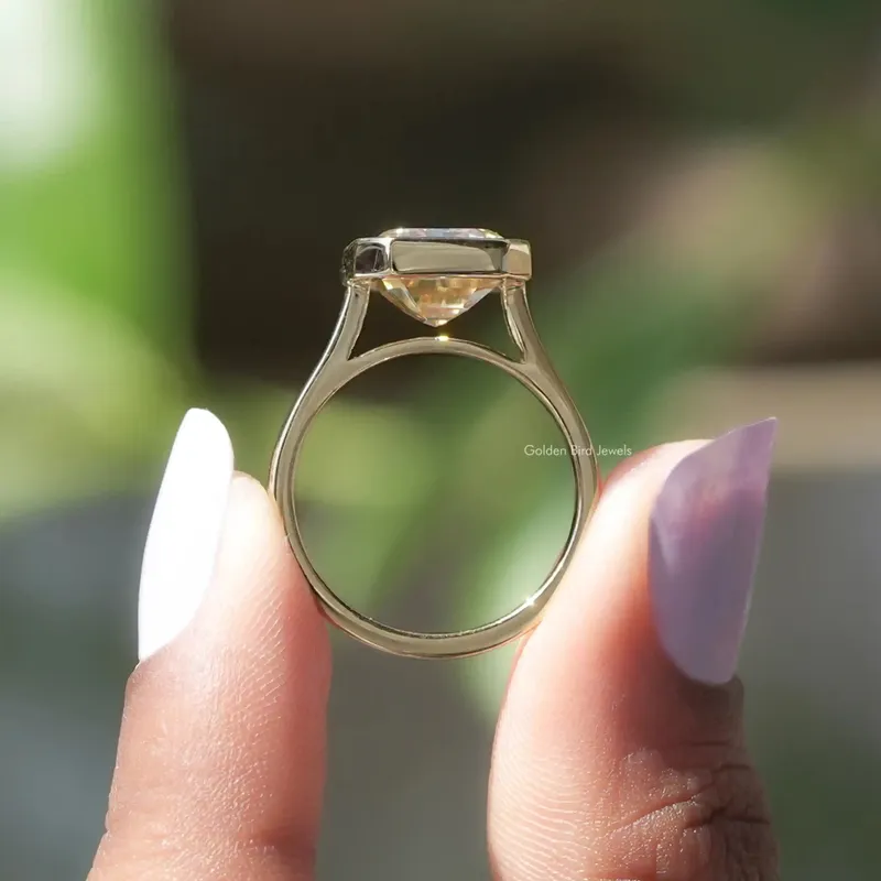 Emerald Cut Solitaire Moissanite Engagement Ring view 2