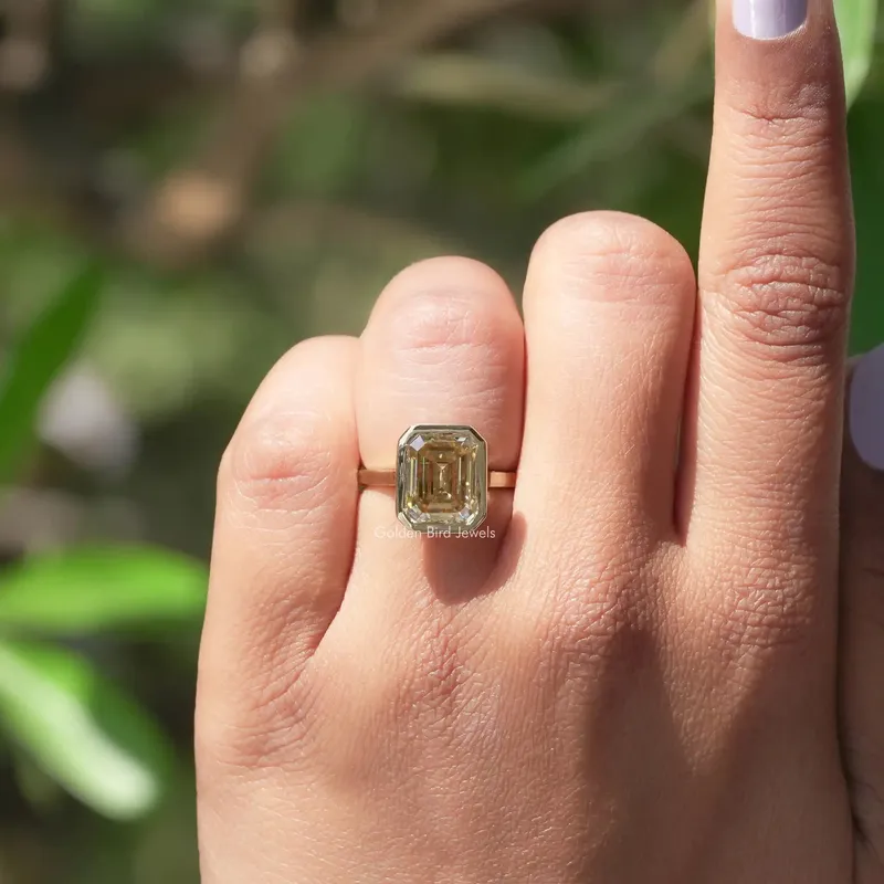 Emerald Cut Solitaire Moissanite Engagement Ring view 5