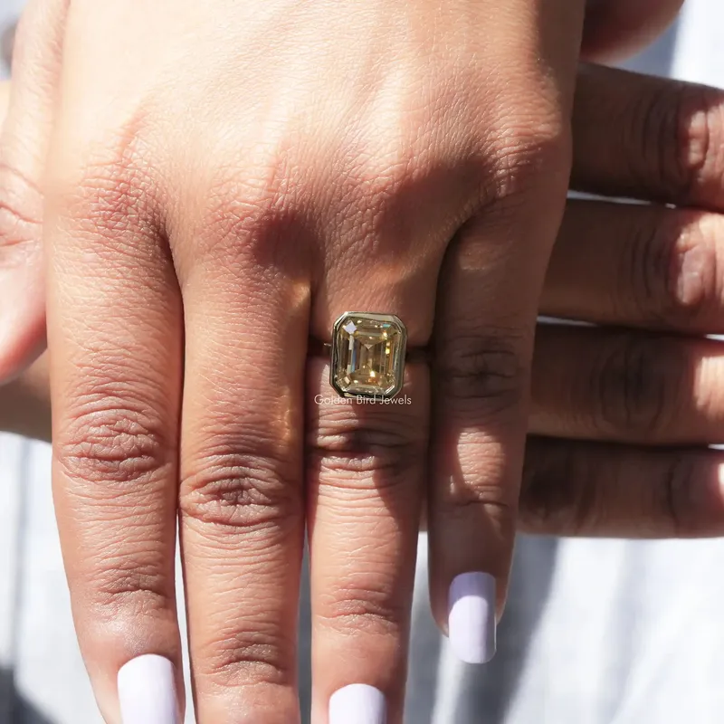 Emerald Cut Solitaire Moissanite Engagement Ring view 8
