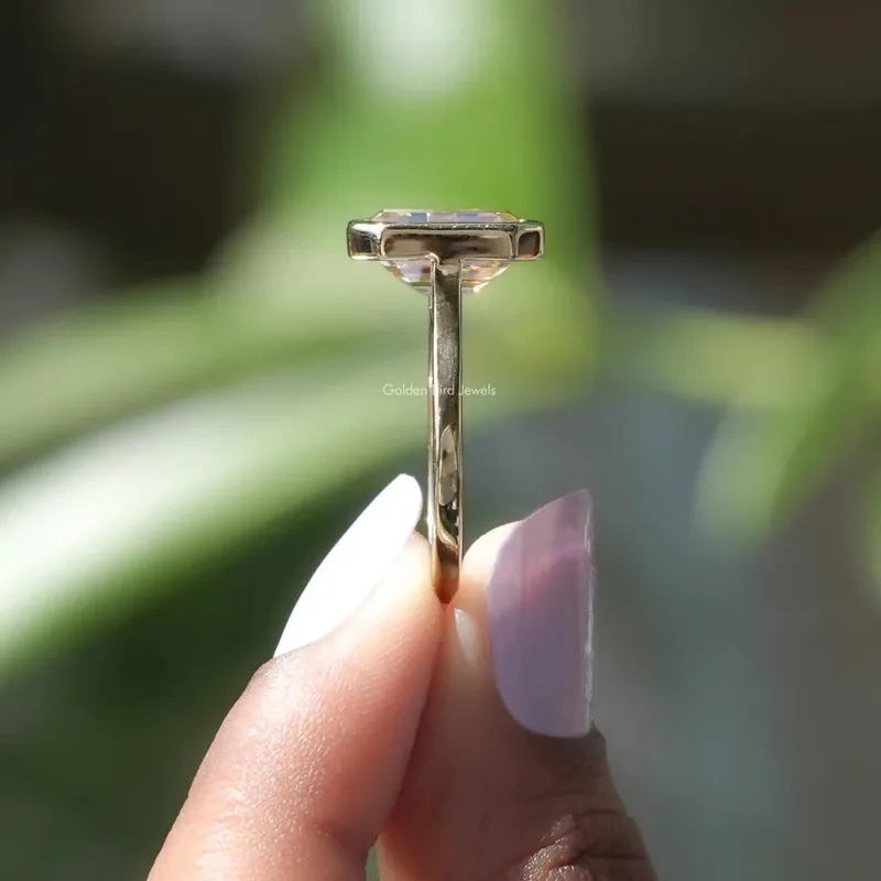 Emerald Cut Solitaire Moissanite Engagement Ring view 3