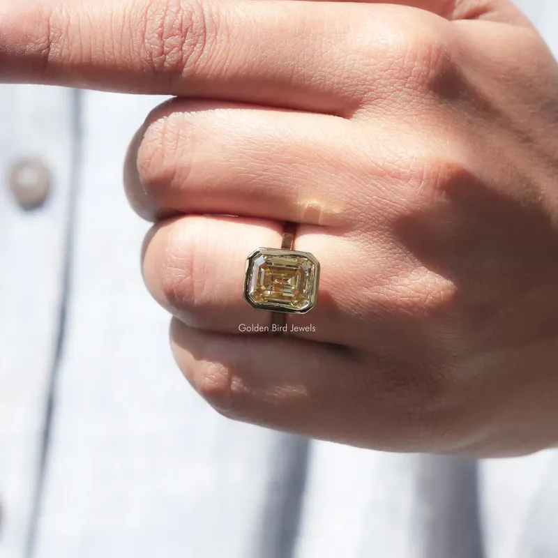 Emerald Cut Solitaire Moissanite Engagement Ring view 6